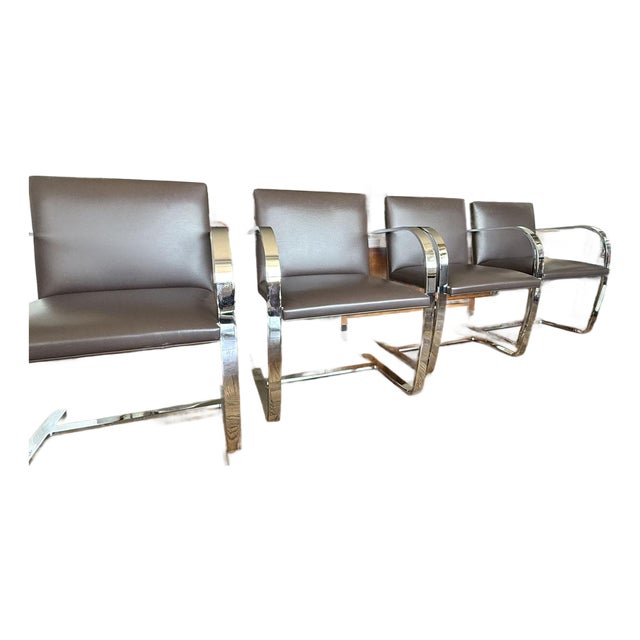 KnollStudio Original Signed Mies Van Der Rohe Brno Flat-Bar Chair - 4 Available For Sale