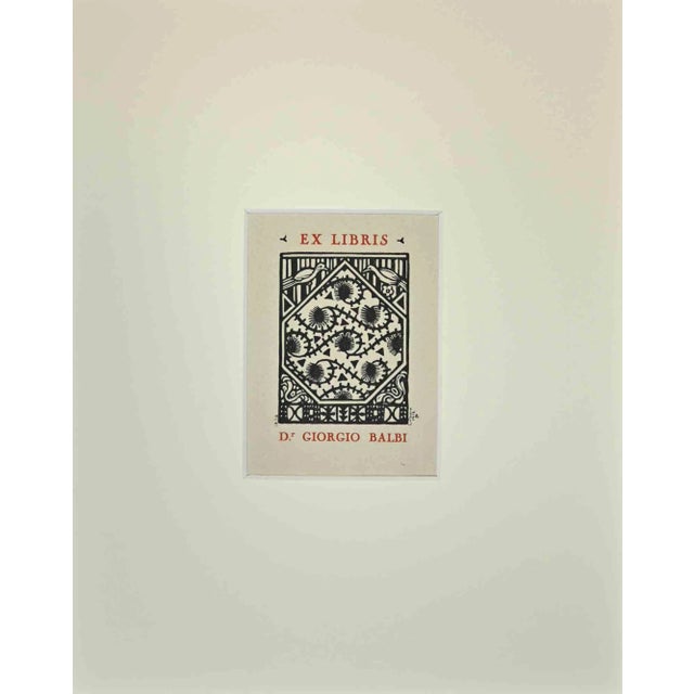 Giulio Cesari, Ex Libris Giorgio Balbi, Woodcut, 1912 For Sale
