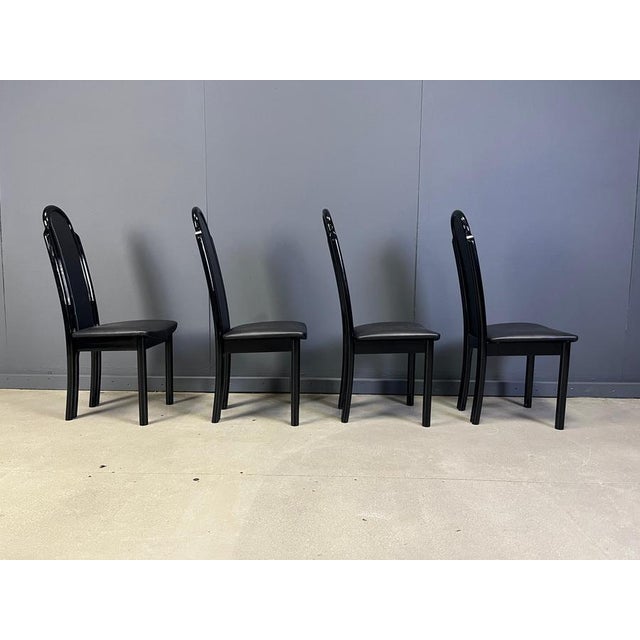 Postmodern Italian Lacquered Wood Dining Chairs, 1980s, Set of 4 For Sale - Image 4 of 12