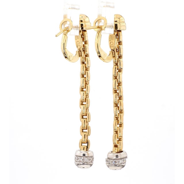 14k Gold Ball and Chain Diamond Drop Dangle Earrings, Pair For Sale In Miami - Image 6 of 8