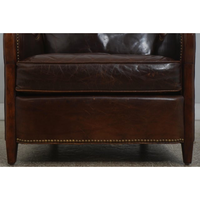 Brown Theodore Alexander Leather & Mahogany Club Chair For Sale - Image 8 of 18
