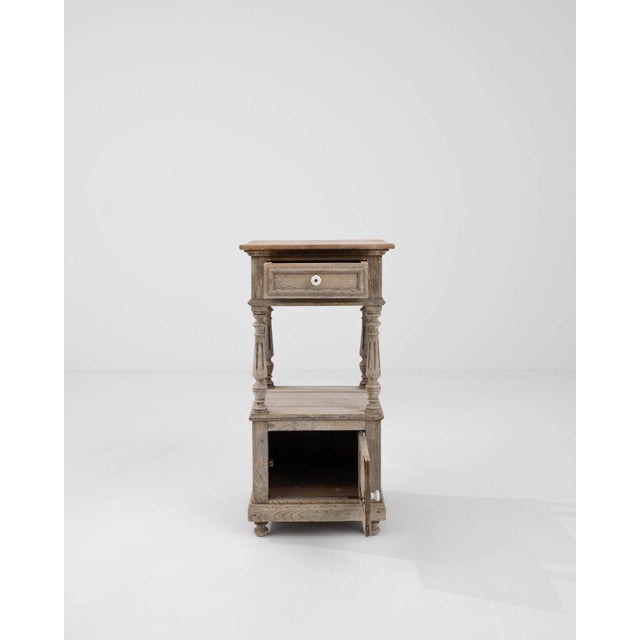 1900s Belgian Bleached Oak Bedside Table For Sale - Image 17 of 18