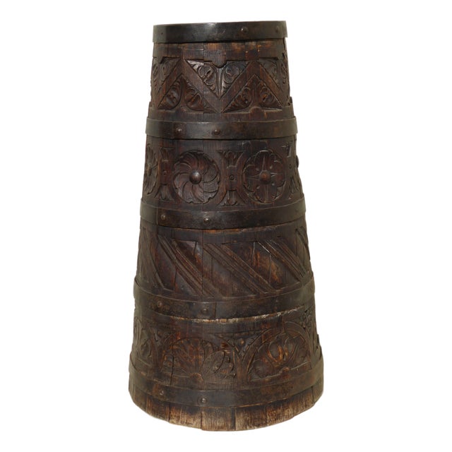 Umbrella Stand in Brass and Walnut, France, 1890s For Sale