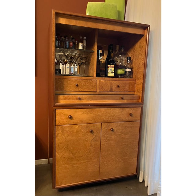 Hickory Kaylyn Mahogany & Birdseye Maple "Gear" Modular Bar Cabinet / Secretary There are three pieces to the unit, the...