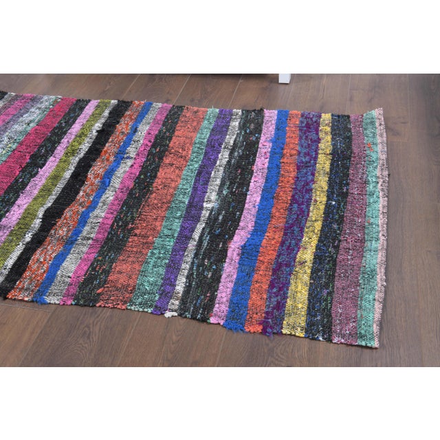 Vintage Turkish Hand-Knotted Wool Cotton Pink Kilim Runner Rug For Sale - Image 6 of 10