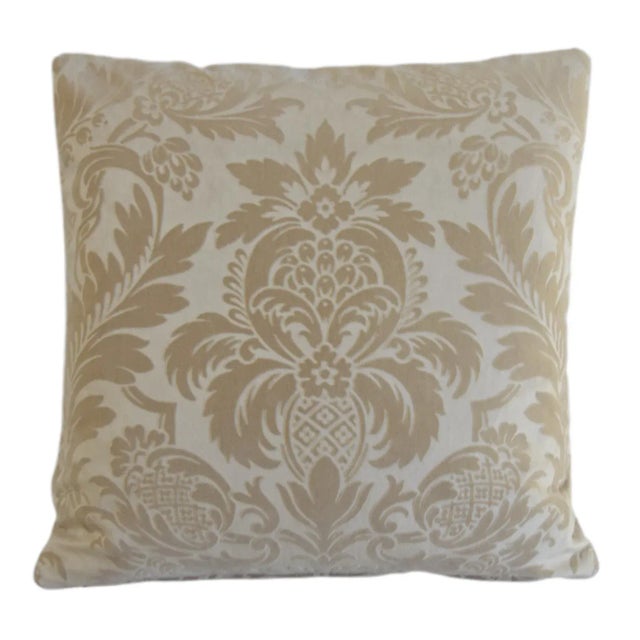 Custom-tailored pillow by Mike Seratt of The Prized Pig, featuring Italian Lino Damasco "Nudo" linen/cotton velvet fabric,...