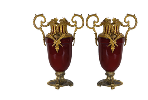 20th Century Louis XVI Ceramic and Golden Metal Cassolettes, 1950s, Set of 2