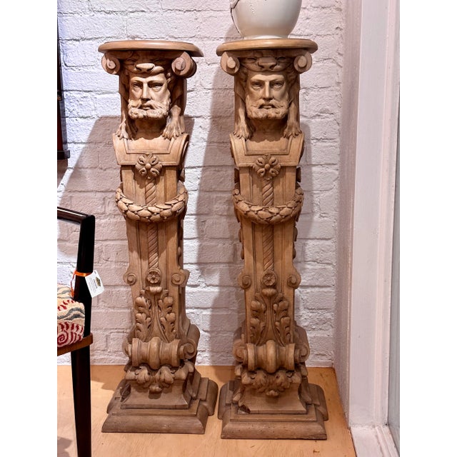 Antique Carved Renaissance Style Figural Pedestal For Sale - Image 4 of 4