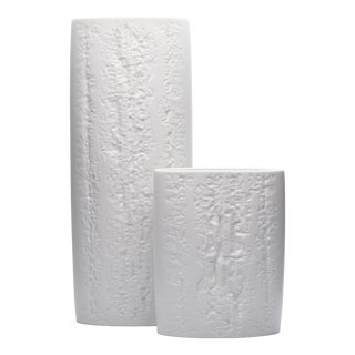 White Bisque Porcelain Vases by Martin Freyer for Rosenthal, 1975, Set of 2 For Sale