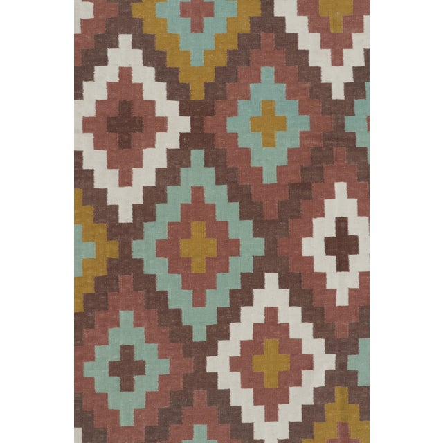 Contemporary Rug & Kilim’s Contemporary Dhurrie Rug in Brown With Diamond Patterns For Sale - Image 3 of 8