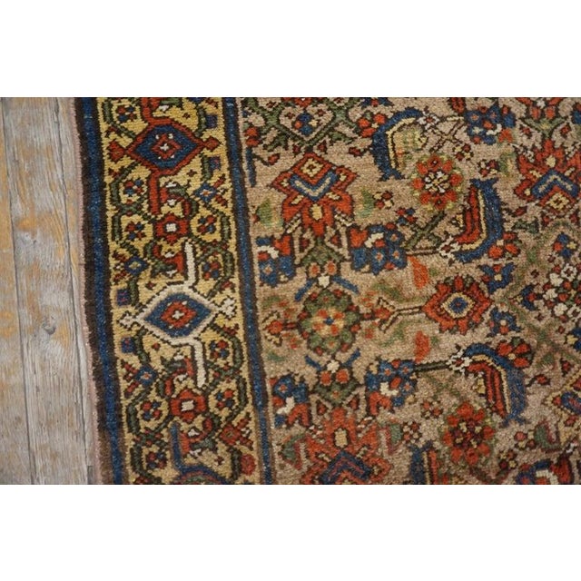 1920s 1920s Small Antique Camel Field Mahi Herati Paisley Malayer Knotted Wool Rug For Sale - Image 5 of 7