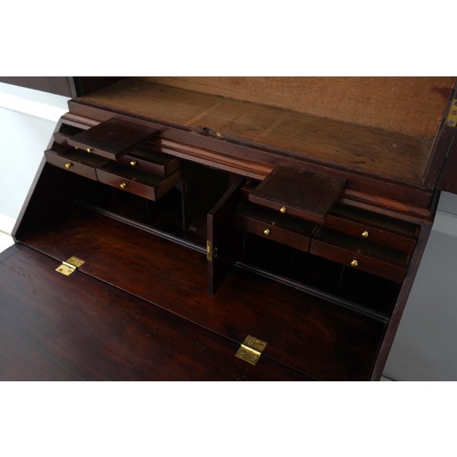 Antique Georgian Style Mahogany Secretary Desk For Sale - Image 4 of 18