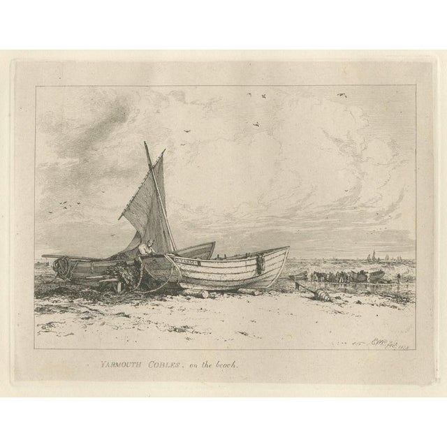 Hollywood Regency E.W. Cooke, Great Yarmouth Fishing Boats, 1828, Etching For Sale - Image 3 of 12