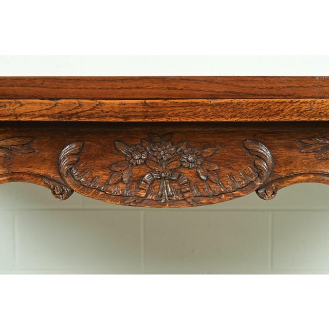Baker Furniture Style French Provincial Louis XV Carved Oak Extension Dining Table, Circa 1960s For Sale - Image 10 of 15