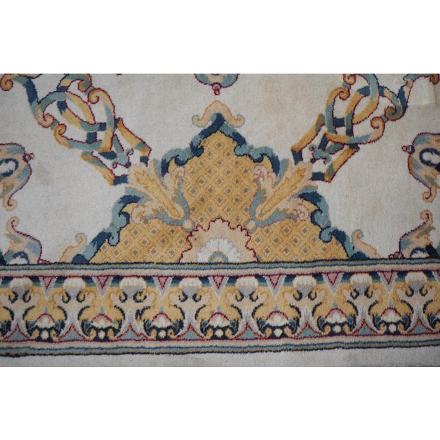 Vintage Multi Medallion 9’ X 13’ Cream Field Oriental Rug For Sale In Philadelphia - Image 6 of 11
