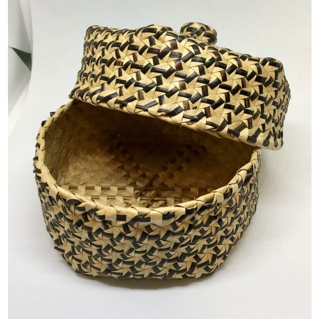 Wood Vintage Covered Lidded Basket Box Circa 1890s For Sale - Image 7 of 13