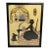 Mid 20th Century Folk Art Silk Embroidery Picture: Woman & Dog Silhouette in Frame For Sale