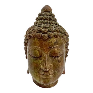 20th Century Thai Sukhothai-Style Patinated Bronze Buddha Head For Sale
