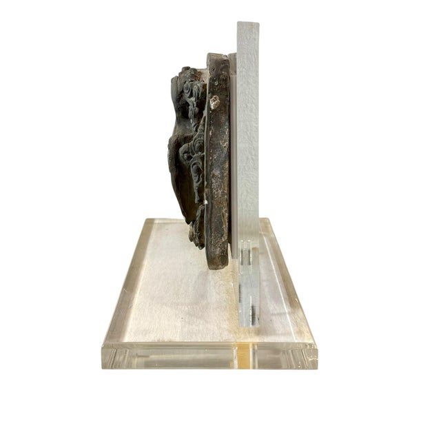 Early 18th Century Chinese Stone Relief Carvings on Custom Lucite Stands - A Pair For Sale - Image 9 of 17