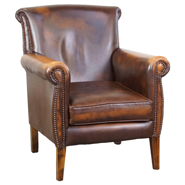 English Style Chair in Dark Brown Cowhide For Sale