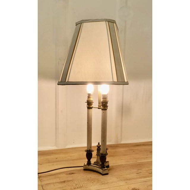 Regency Style Painted Brass Candle Table Lamp, 1930s For Sale - Image 4 of 7