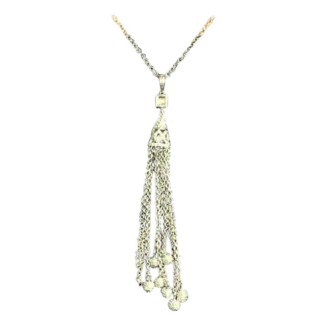 Diamond Necklace 18 Karat Gold Tassel Pendant Women Certified For Sale
