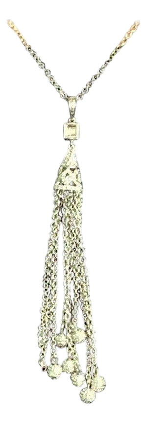 Diamond Necklace 18 Karat Gold Tassel Pendant Women Certified