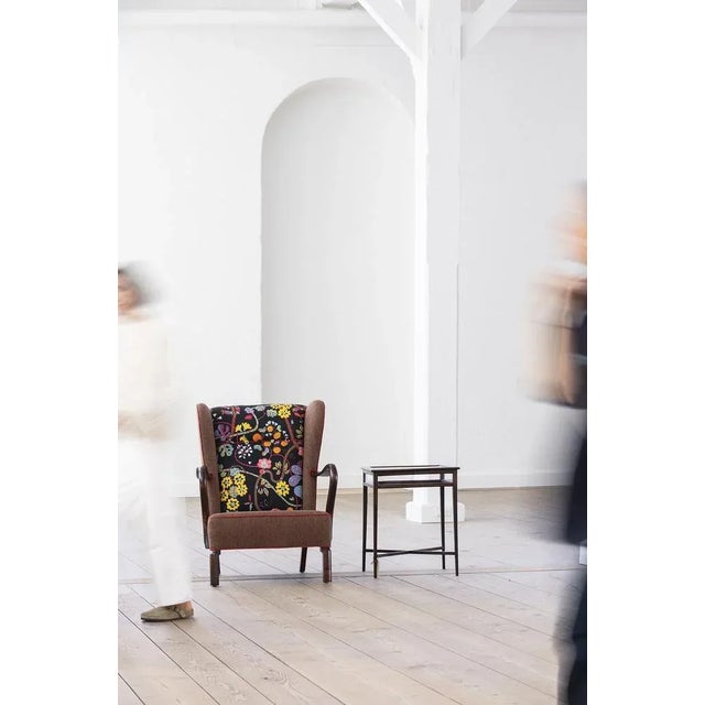 Wingback Chair with Print by Josef Frank, in Restored conditions. Designed 1950 to 1959