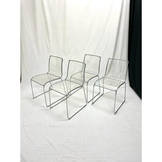 1980s Vintage Acrylic Glass Chairs by Calligaris, Italy, 1980, Set of 4 For Sale - Image 5 of 5