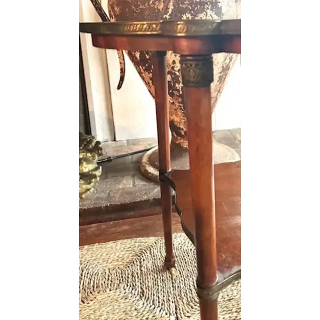 Wood Early Directoire Style Mahogany Table With Brass Mounts and a Clover Shaped Top, Signed For Sale - Image 7 of 11