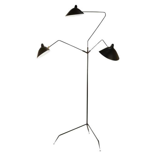 Mid-Century Modern Black Three Rotating Arms Floor Lamp by Serge Mouille For Sale - Image 15 of 15