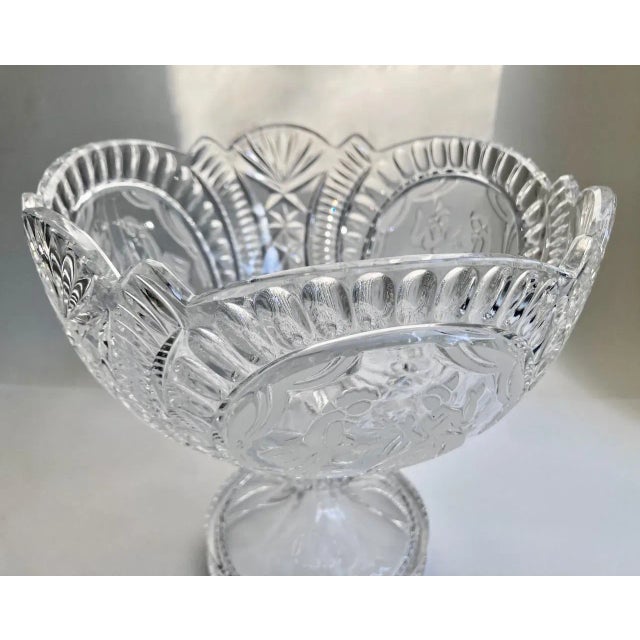 Glass Early 20th C. "He Presenting Her Flowers" Crystal Pedestal Bowl For Sale - Image 7 of 18