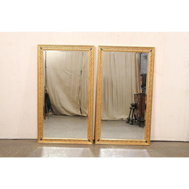American Mid 20th Century Large Pair of Richly Decorated Gilt Mirrors For Sale - Image 3 of 12