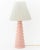 Pair of Art Deco Pale Pink Glazed Ceramic Table Lamps, with later green string shades. 27.75" H x 14" Diameter....