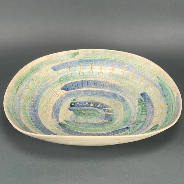 Vintage 50s Mid-Century Modern Crumrine Art Pottery Huge Ceramic Bowl For Sale - Image 4 of 13