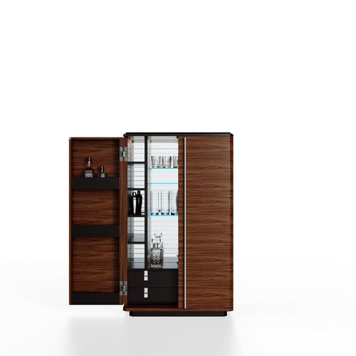 Contemporary Dark Brown Wooden Structure Bar Cabinet with Glass Shelves Insert by Ultramobili For Sale - Image 3 of 11