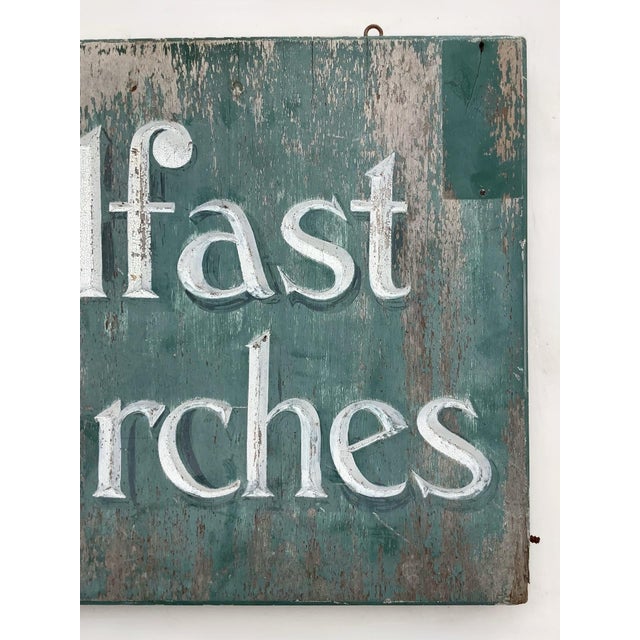 American Vintage Belfast Birches Wood Sign For Sale - Image 3 of 5
