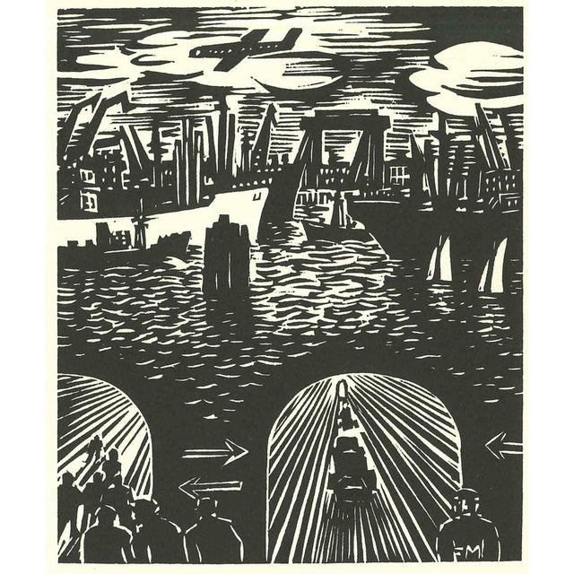 Modern Frans Masereel, Der Elbetunnel (The Elbe Tunnel), 1964, Woodcut For Sale - Image 3 of 3