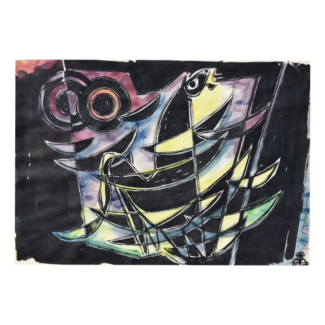 Egbert Bruckner, Screaming Horse, 1950, Ink and Watercolor For Sale