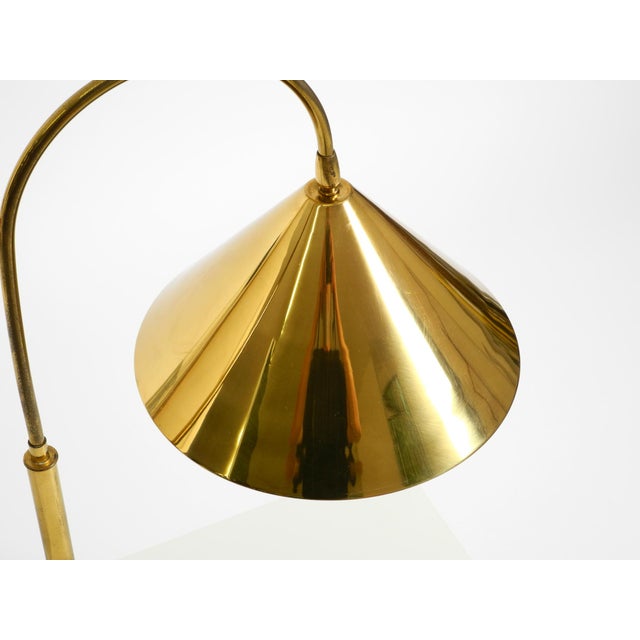 Large Mid-Century Modern Brass Table Lamp with Conical Shade, 1960s For Sale - Image 11 of 18