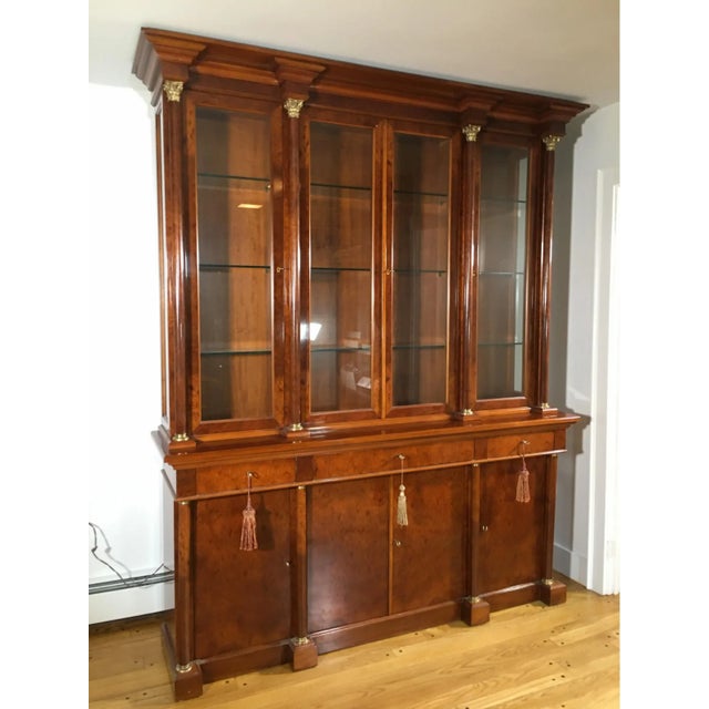 Mid 20th Century French Empire Style Custom Breakfront With Classical Brass Mounted Ormolu Column For Sale - Image 12 of 12