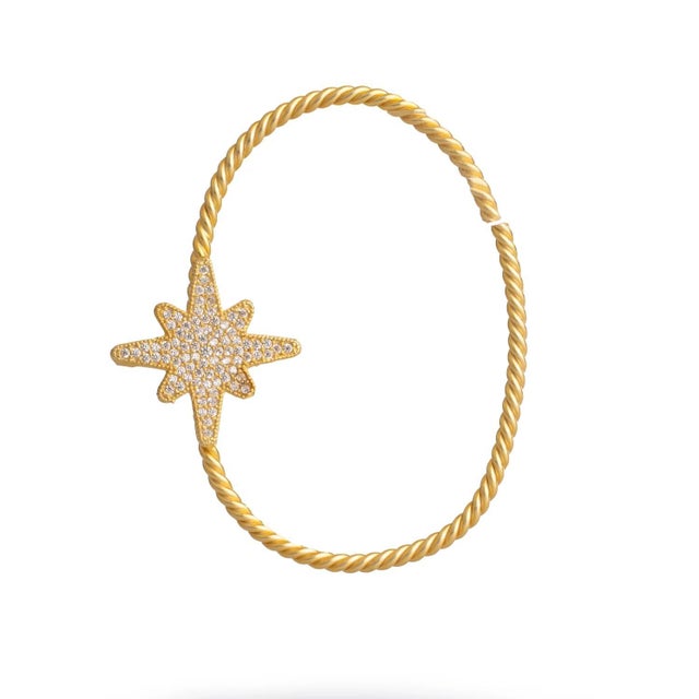 Contemporary North Star Sparkle Gold Vermeil Unique Ear Cuff For Sale - Image 3 of 8