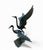2000 - 2009 Mid-Century Modern Verdigris Bronze Crane & Heron Sculpture on Faux Stone Base For Sale - Image 5 of 10