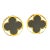 Vintage Karl Lagerfeld Alhambra Quatrefoil Clip on Earrings Black Gold - 2 Pieces For Sale