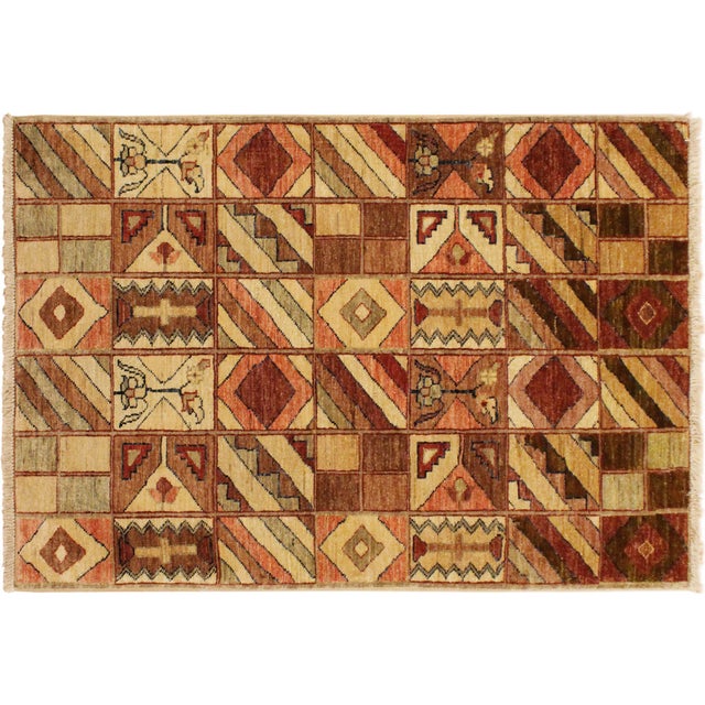 Contemporary Gabbeh Beige/Brown Wool Rug - 3'0'' X 4'10'' For Sale - Image 9 of 10