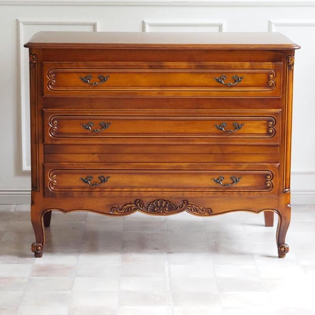 Late 20th Century Louis XV Style Cherrywood Chest of Drawers For Sale - Image 9 of 10
