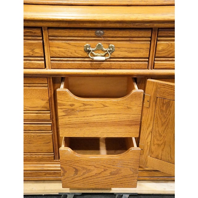 Wood Lexington Recollections Solid Oak Rustic Country French 64" Triple Door Dresser W Mirror 468-235 / 468-207 For Sale - Image 7 of 16