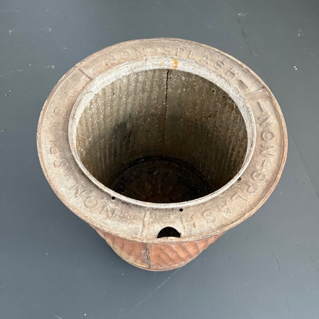 Rustic Early 20th Century Rustic Industrial Non-Splash Oxidized Metal Bin For Sale - Image 3 of 7