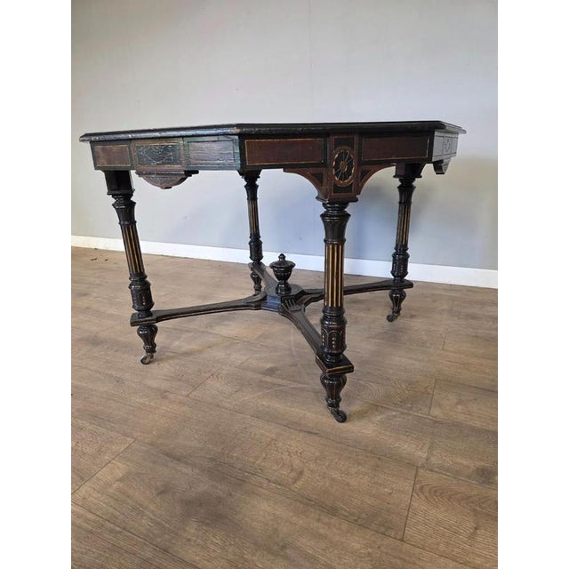 Antique Victorian Ebonised Centre Table For Sale - Image 5 of 7