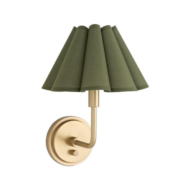 2020s Regina Andrew Polly Sconce Single, Natural Brass with Olive Scalloped Shade For Sale - Image 5 of 5